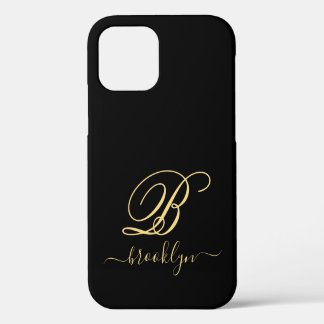 Modernes elegantes Black Gold handgeschriebenes Mi iPhone 12 Hülle