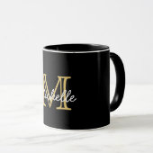 Modernes elegantes Black Gold handgeschriebenes Mi Tasse (VorderseiteRechts)