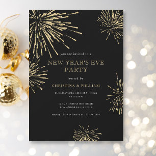 Modernes elegantes Black Gold New Year's Eve Party Einladung