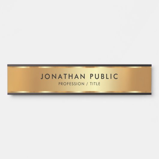 Modernes elegantes Black & Gold Template Luxus Tre Türschild (Vorderseite )