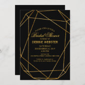 Modernes elegantes Black & Gold Wedding Brautparty Einladung (Vorne/Hinten)