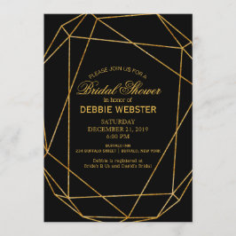 Modernes elegantes Black & Gold Wedding Brautparty Einladung