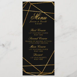 Modernes elegantes Black & Gold Wedding Menü Menükarte