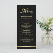 Modernes elegantes Black Gold Wedding Menü Menükarte (Stehend Vorderseite)