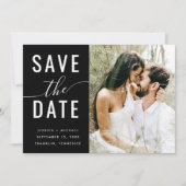 Modernes, elegantes Black Minimal QR Code Foto Hoc Save The Date (Vorderseite)