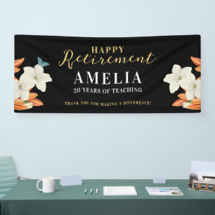 Modernes elegantes Black Retirement Floral Gold Sc Banner