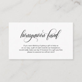 Modernes, elegantes Black Script Wedding Honeymoon Begleitkarte