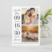 Modernes Elegantes Black Wedding Foto Save The Date (Stehend Vorderseite)