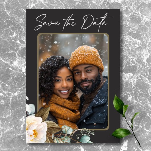 Modernes, elegantes Black Wedding Foto Save The Date