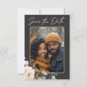 Modernes, elegantes Black Wedding Foto Save The Date (Vorderseite)
