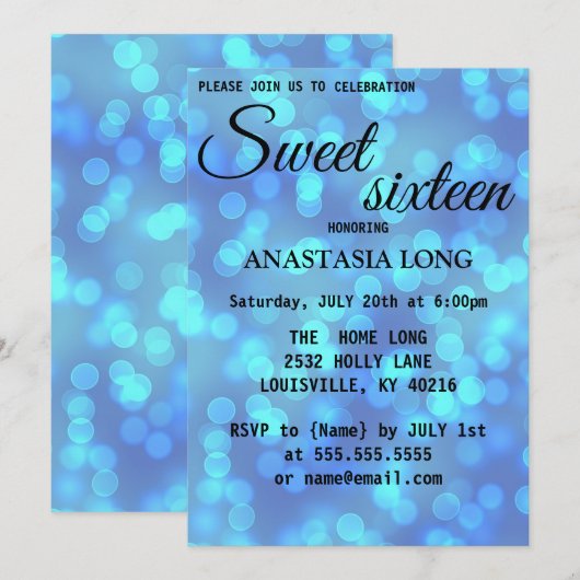 Modernes, elegantes Blau Funkelnd Save The Date (Vorne/Hinten)
