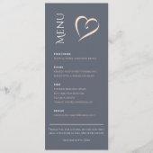 Modernes, elegantes Blau mit rosa Tischmenü Menükarte (Vorderseite)