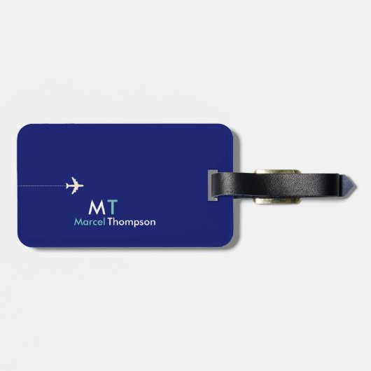 modernes, elegantes blaues Aero Gepäckanhänger (Rückseite horizontal)
