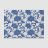 Modernes elegantes blaues Batikmuster Seidenpapier (Vorderseite)