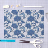 Modernes elegantes blaues Batikmuster Seidenpapier (Handwerk)