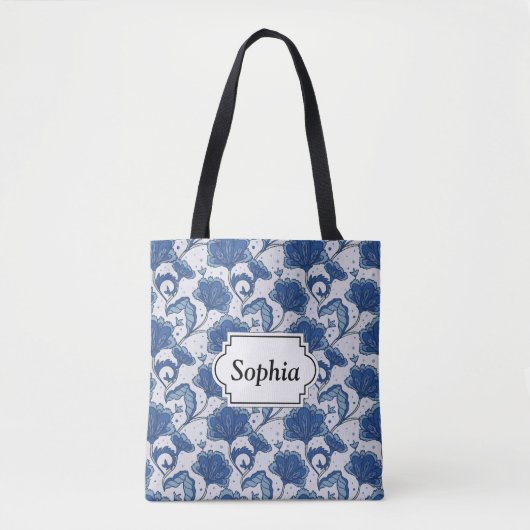 Modernes elegantes blaues Batikmuster Tasche (Vorderseite)