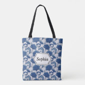 Modernes elegantes blaues Batikmuster Tasche (Rückseite)