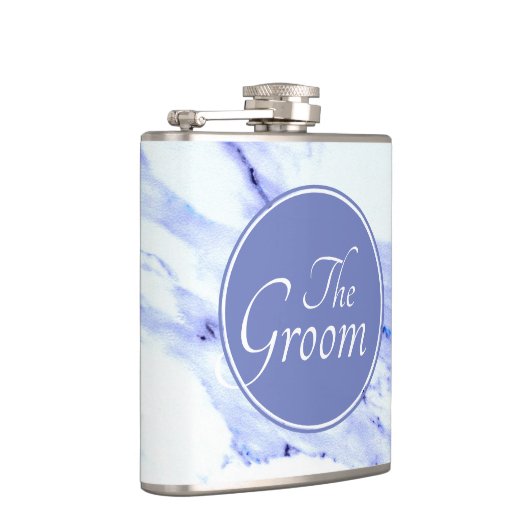 Modernes elegantes, blaues Granitmuster aus weißem Flachmann (Rechts)