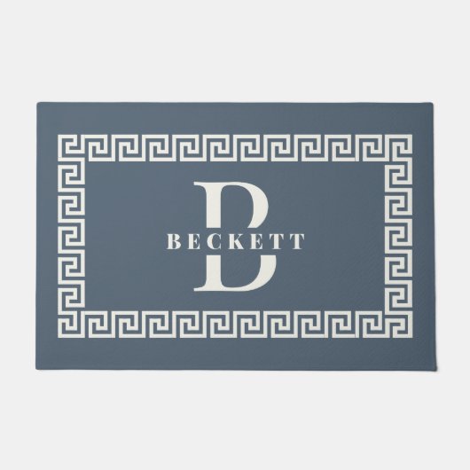 Modernes, elegantes, blaues, griechisches Schlüsse Fußmatte (Vorderseite)