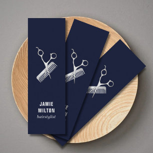 Modernes elegantes blaues Imitat-Silber Scissor Mini Visitenkarte