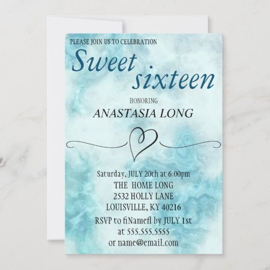 Modernes, elegantes blaues Marmor Save the Date (Vorderseite)