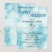Modernes, elegantes blaues Marmor Save the Date (Vorne/Hinten)