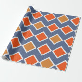 Modernes elegantes blaues Orangenbraunes Muster Geschenkpapier (Ungerollt)