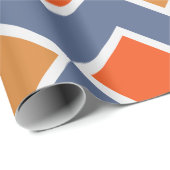 Modernes elegantes blaues Orangenbraunes Muster Geschenkpapier (Rolleneckpunkt)