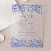 Modernes Elegantes Blaues Vintages Flora Save the  Acryleinladungen