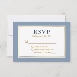 Modernes, elegantes blaues weißes Gold RSVP Karte