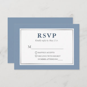 Modernes, elegantes, blaues weißes Silber RSVP Karte