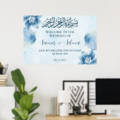 Modernes elegantes blaues Willkommens-muslimisches Poster (Heimbüro)