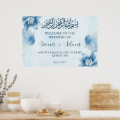 Modernes elegantes blaues Willkommens-muslimisches Poster (Küche)