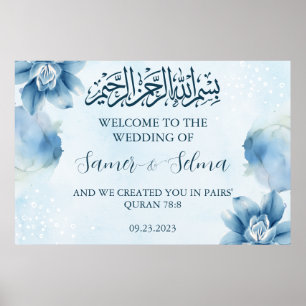 Modernes elegantes blaues Willkommens-muslimisches Poster