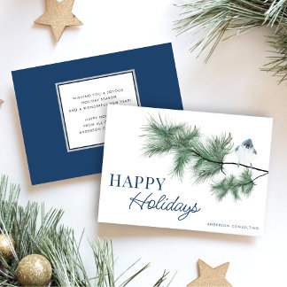 Modernes Elegantes Blue Bird Happy Holidays Busine Feiertagskarte