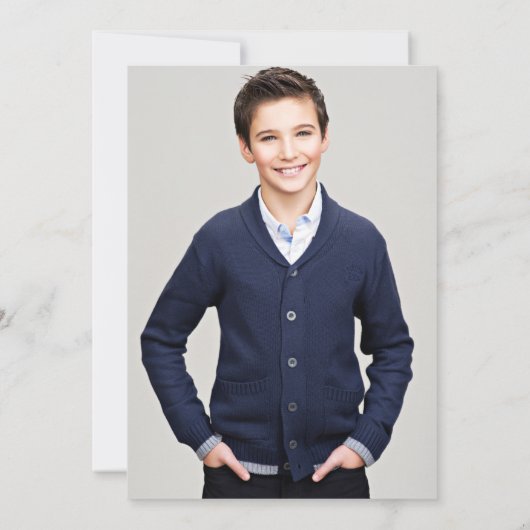 Modernes Elegantes Blue Gold Marble Bar Mitzvah Fo Einladung (Rückseite)