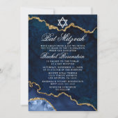 Modernes Elegantes Blue Gold Marble Bat Mitzvah Fo Einladung (Vorderseite)
