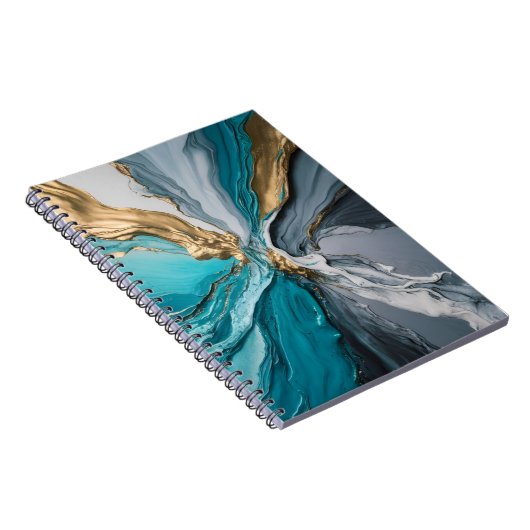 Modernes elegantes Blue Gold Marble Spiralnotebook Notizblock (Rechte Seite)