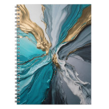 Modernes elegantes Blue Gold Marble Spiralnotebook