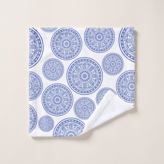 Modernes Elegantes Blue Mandala Badhandtuch Set (Waschlappen)