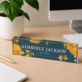 Modernes elegantes Blue Navy Gold Desk Name Plate Namensplakette