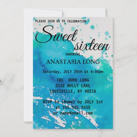 Modernes, elegantes Blue WaterColor Save the Date (Vorderseite)