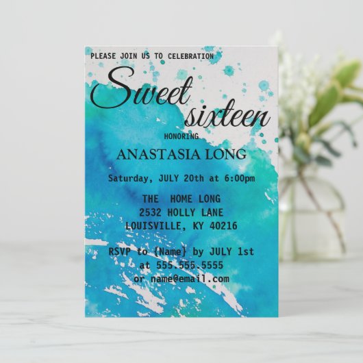 Modernes, elegantes Blue WaterColor Save the Date (Stehend Vorderseite)