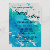 Modernes, elegantes Blue WaterColor Save the Date (Vorne/Hinten)