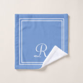 Modernes, elegantes Blue & White Monogram Badhandtuch Set (Waschlappen)
