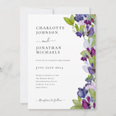 Modernes Elegantes Blumenblau Einladung (Vorderseite)