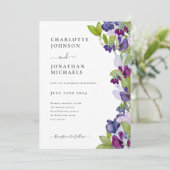 Modernes Elegantes Blumenblau Einladung (Stehend Vorderseite)