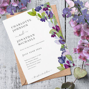 Modernes Elegantes Blumenblau Einladung