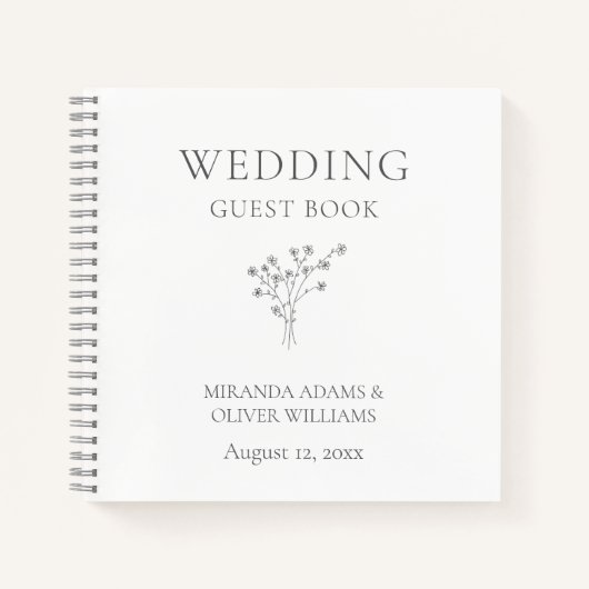 Modernes, elegantes Blumenstrauß-Gästebuch Notizblock (Vorderseite)