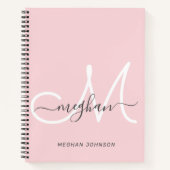 Modernes, elegantes Blush White Script Monogram Notizblock (Vorderseite)